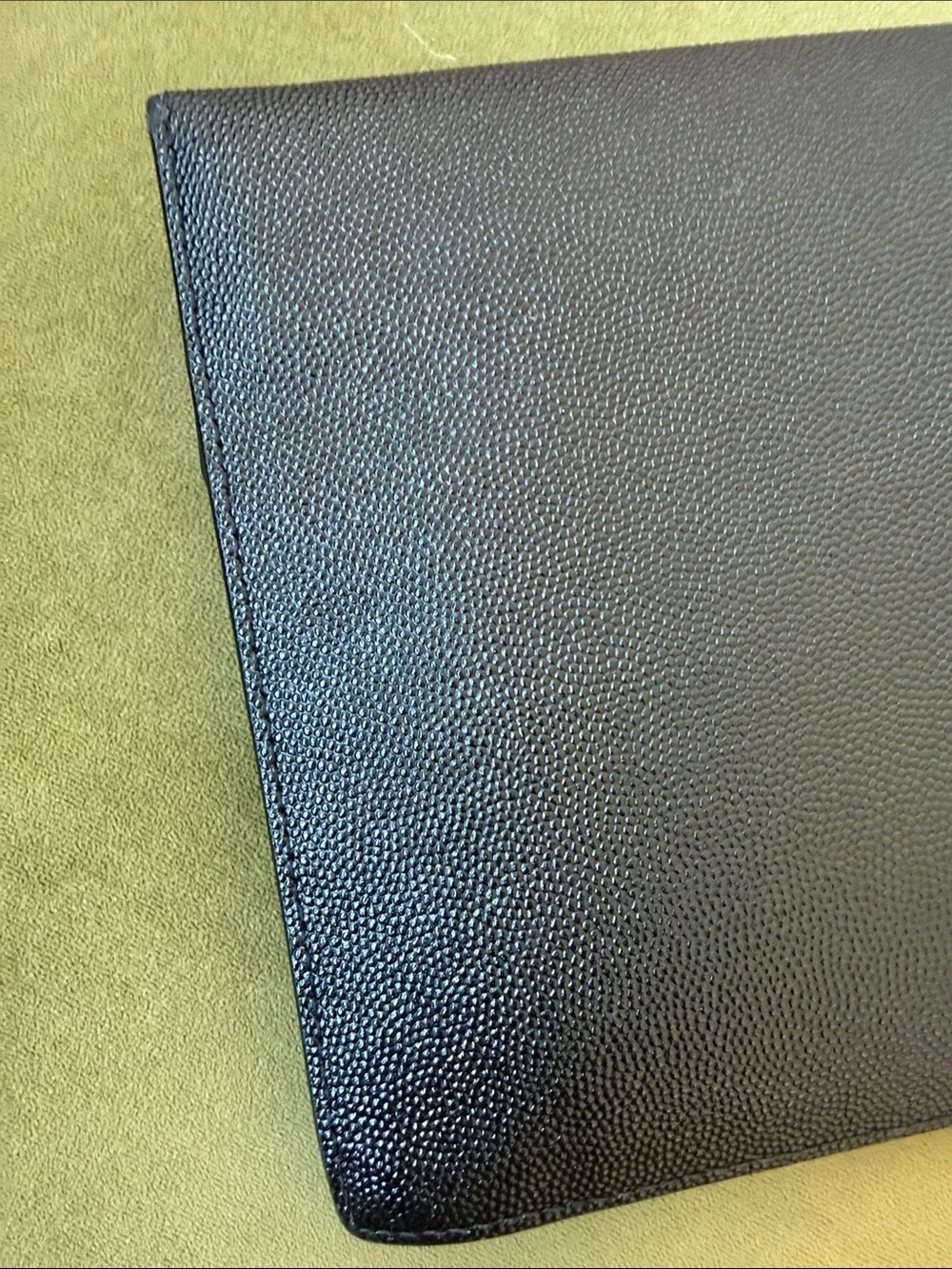 Saint Laurent Black Leather Envelope Clutch with Gold YSL Hardware
